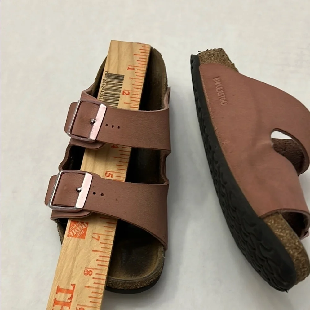 Birkenstock Dusty Rose Sandals with Suede Straps and Metallic Buckles